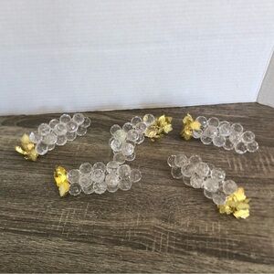 Vtg Acrylic Grape Clusters with Gold Metal Leaves